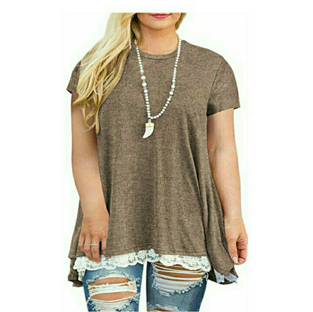 Plus size lace hem tunic top